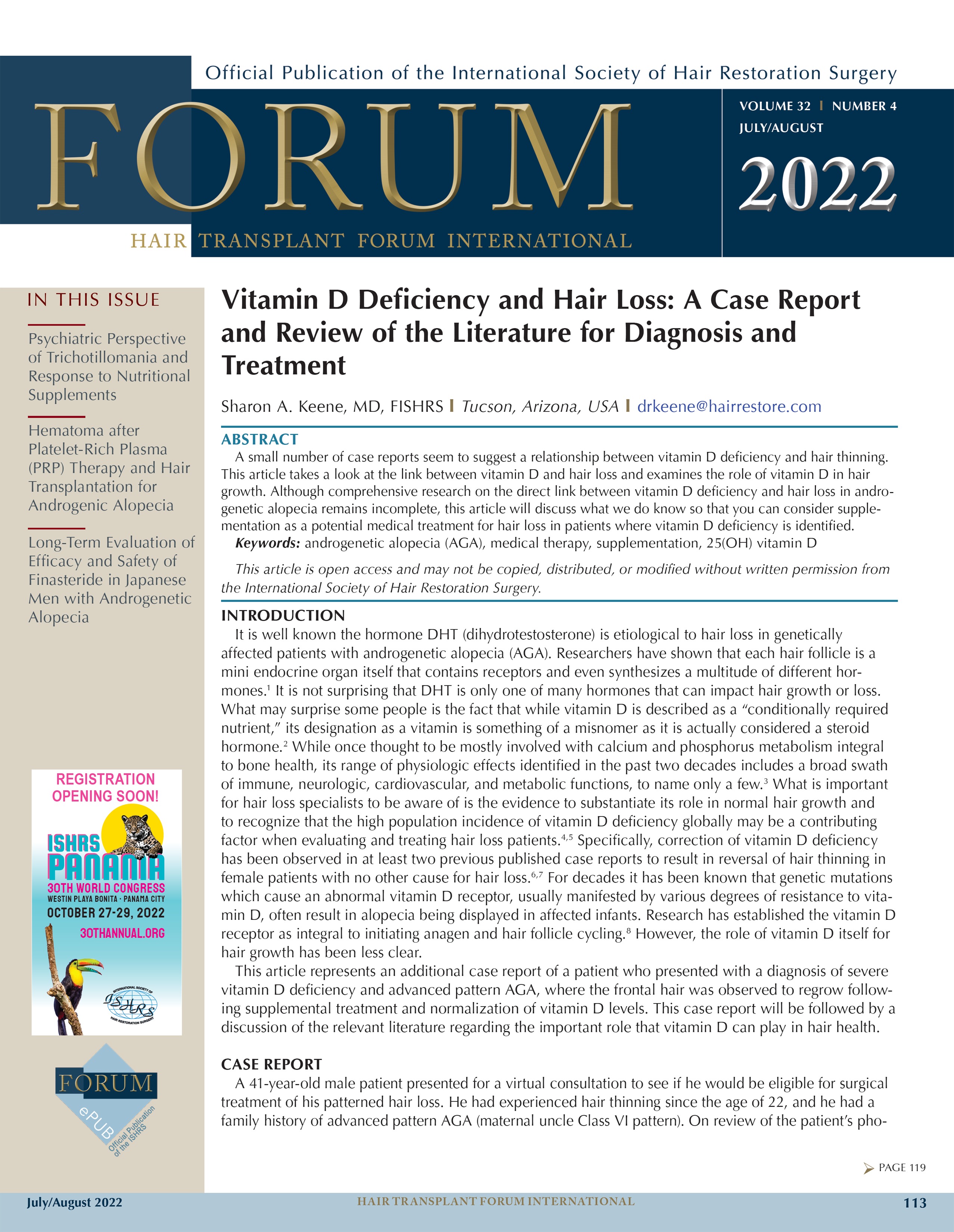 Vitamin D Deficiency and Hair Loss: A Case Report and Review of the Literature for Diagnosis and Treatment | Hair Transplant Forum International Vitamin D Deficiency and Hair Loss: A Case Report and Review of the Literature for Diagnosis and Treatment | Hair Transplant Forum International